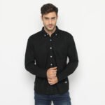 Albama Shirt Black - Kemeja Polo Pria Warna Hitam Lengan Panjang