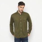 Albama Shirt Army - Kemeja Polo Pria Warna Hijau Army Lengan Panjang