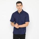 Atlanta Shirt Navy - Kemeja Pria Warna Biru Dongker Lengan Pendek