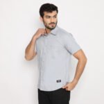 Atlanta Shirt Grey - Kemeja Pria Warna Abu-abu Lengan Pendek