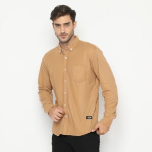 Albama Shirt Mocca - Kemeja Polo Pria Warna Moka Lengan Panjang