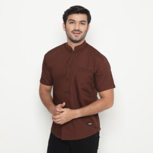 Yaman Shirt Dark Brown - Kemeja Koko Shanghai Pria Lengan Pendek Dark Brown