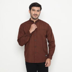 Oman Shirt  Dark Brown - Kemeja Koko Shanghai Pria Lengan Panjang Dark Brown