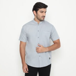 Yaman Shirt Grey - Kemeja Koko Shanghai Pria Lengan Pendek Grey