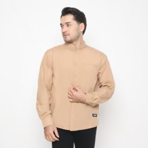 Oman Shirt Mocca - Kemeja Koko Shanghai Pria Lengan Panjang Mocca