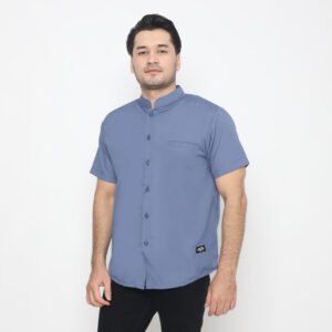 Yaman Shirt  Steel Blue - Kemeja Koko Shanghai Pria Lengan Pendek Steel Blue