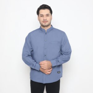 Oman Shirt Steel Blue - Kemeja Koko Shanghai Pria Lengan Panjang Steel Blue