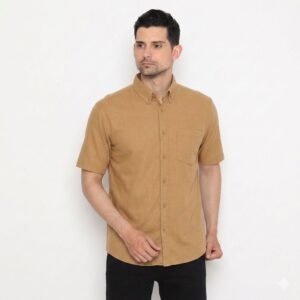 Michigan Shirt Mocca - Kemeja Polo Pria Warna Moka Lengan Pendek