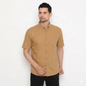 Michigan Shirt Mocca - Kemeja Polo Pria Warna Moka Lengan Pendek