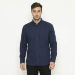 Albama Shirt Navy - Kemeja Polo Pria Warna Navi/Biru Dongker Lengan Panjang