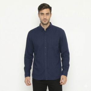 Albama Shirt Navy - Kemeja Polo Pria Warna Navi/Biru Dongker Lengan Panjang