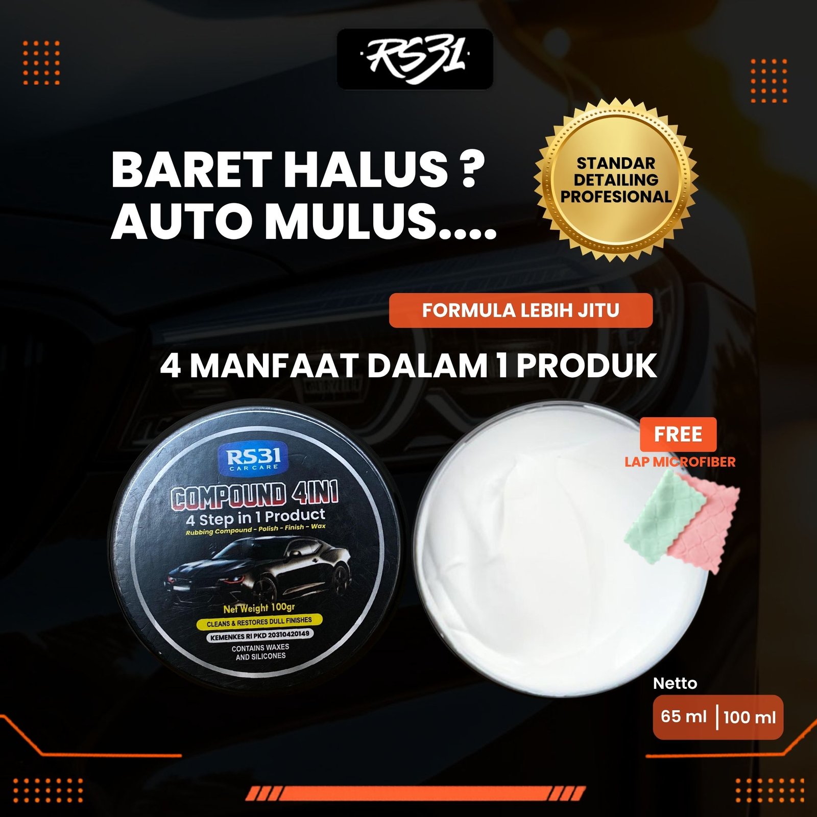 Scratch Remover Kompon 4in1 Penghilang Baret Halus, Swirl Mark - Gambar 2