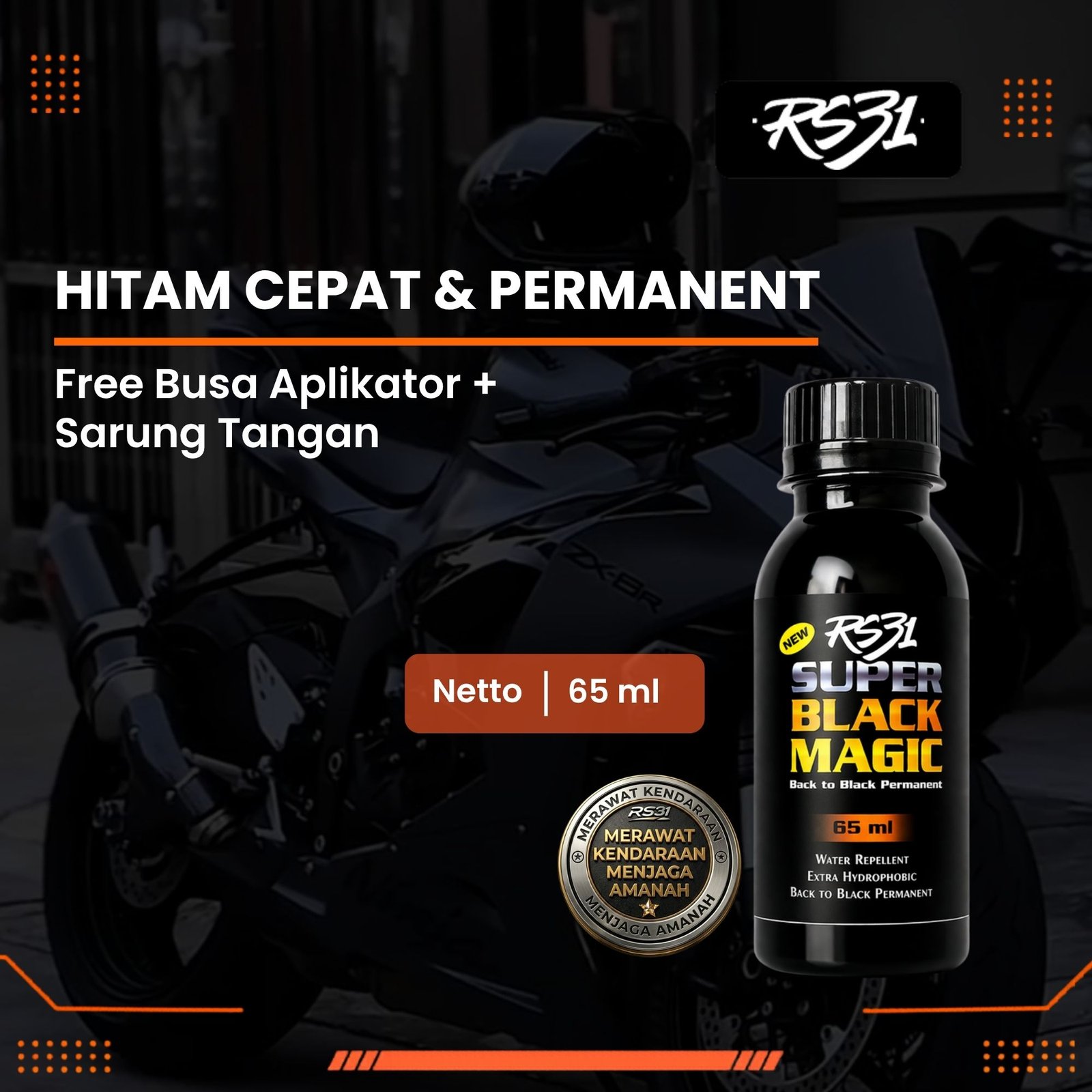 Super Black Magic Premium - Penghitam Plastik Body Motor, Trim Restorer & Dasboard Mobil. - Gambar 4