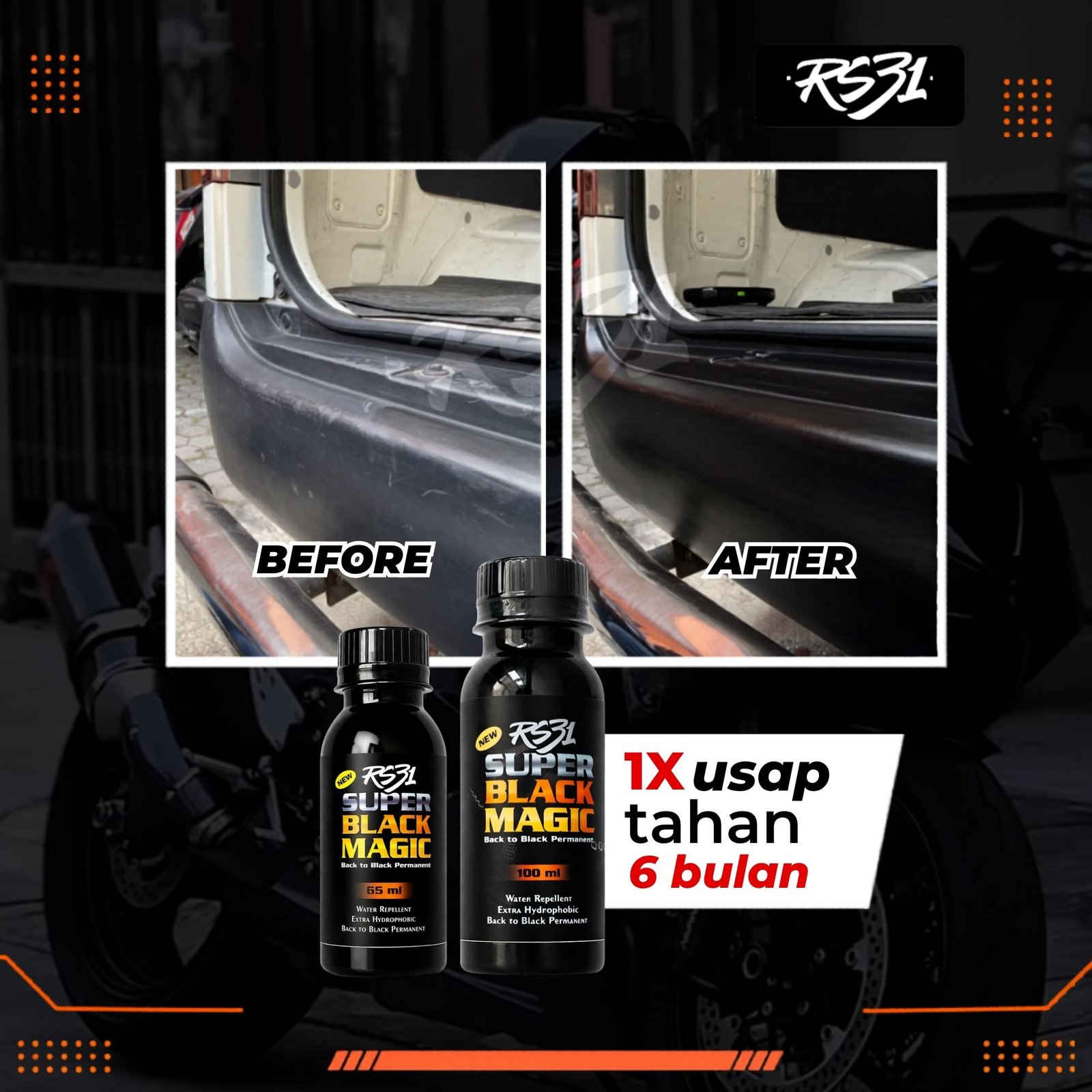 Super Black Magic Premium - Penghitam Plastik Body Motor, Trim Restorer & Dasboard Mobil. - Gambar 5