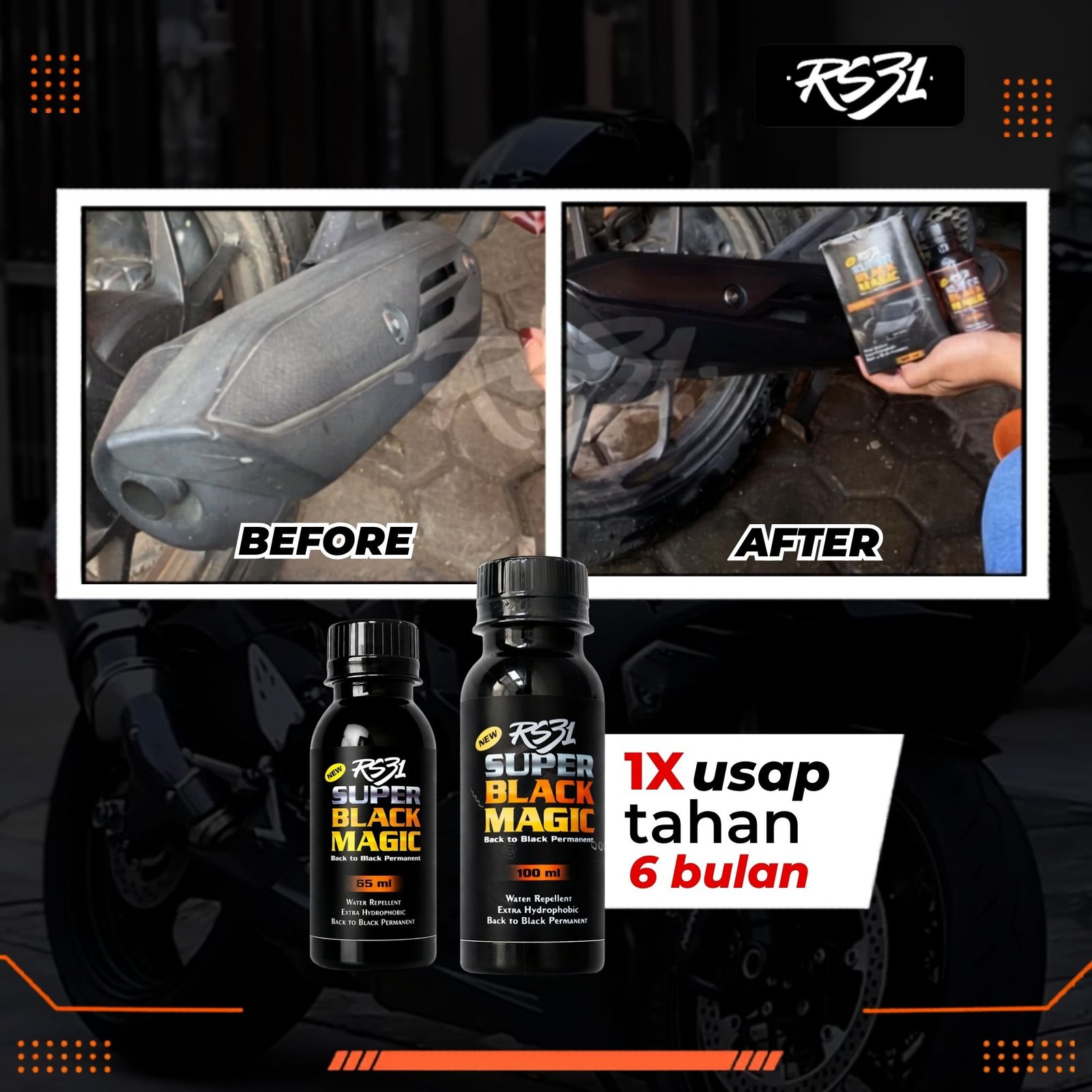 Super Black Magic Premium - Penghitam Plastik Body Motor, Trim Restorer & Dasboard Mobil. - Gambar 6