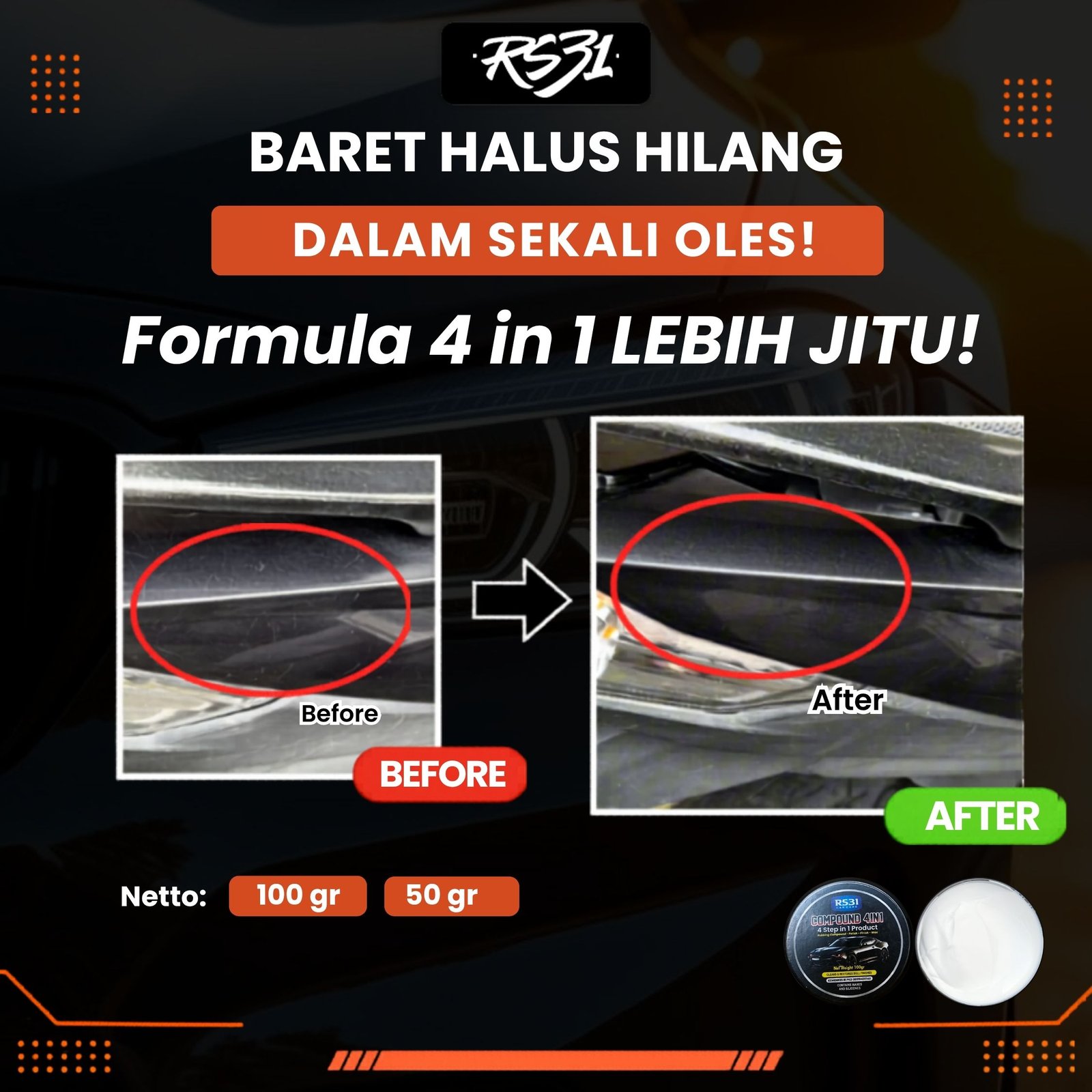 Scratch Remover Kompon 4in1 Penghilang Baret Halus, Swirl Mark - Gambar 7