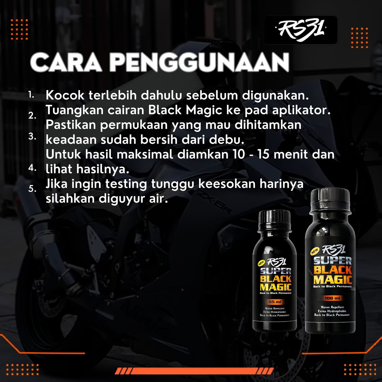 Super Black Magic Premium - Penghitam Plastik Body Motor, Trim Restorer & Dasboard Mobil. - Gambar 8