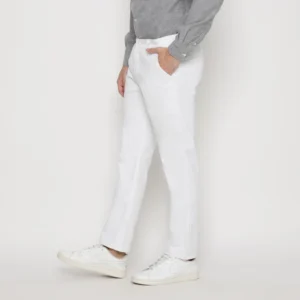 Long Chino Pants White - Celana Chino Warna Putih Panjang - Gambar 2