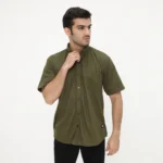 Michigan Shirt Army - Kemeja Polo Pria Warna Hijau Army Lengan Pendek