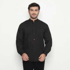 Oman Shirt Hitam - Kemeja Koko Shanghai Pria Lengan Panjang Hitam